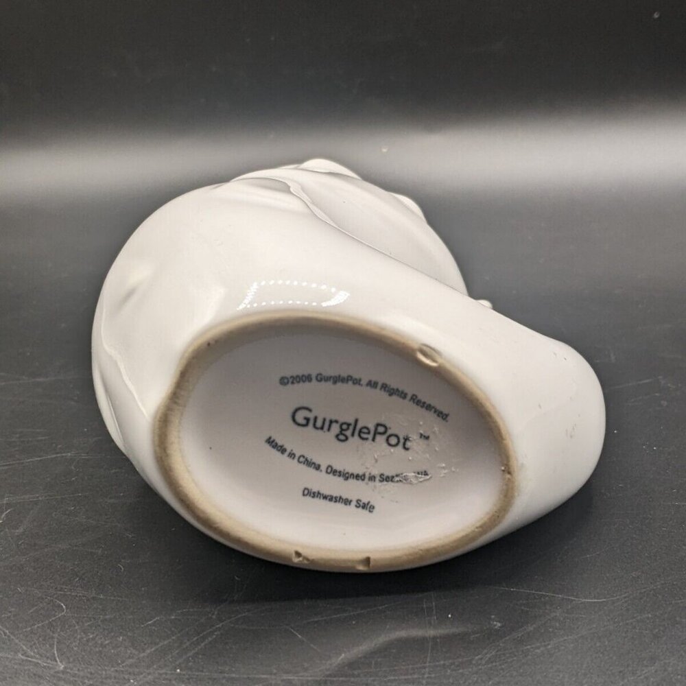 GurglePot White Fish Shaped Creamer Pitcher Vase Ceramic 6.5" 2006 - Picture 6 of 7